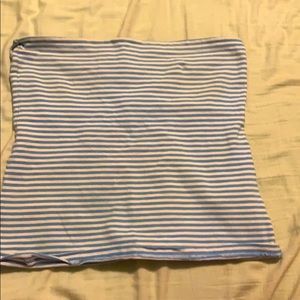 blue and white tube top